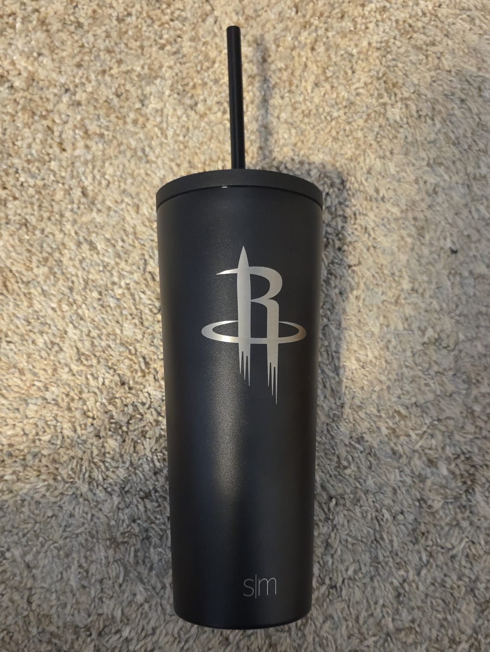 Slim Matte Black Insulated Tumbler with Straw - Team Logo
